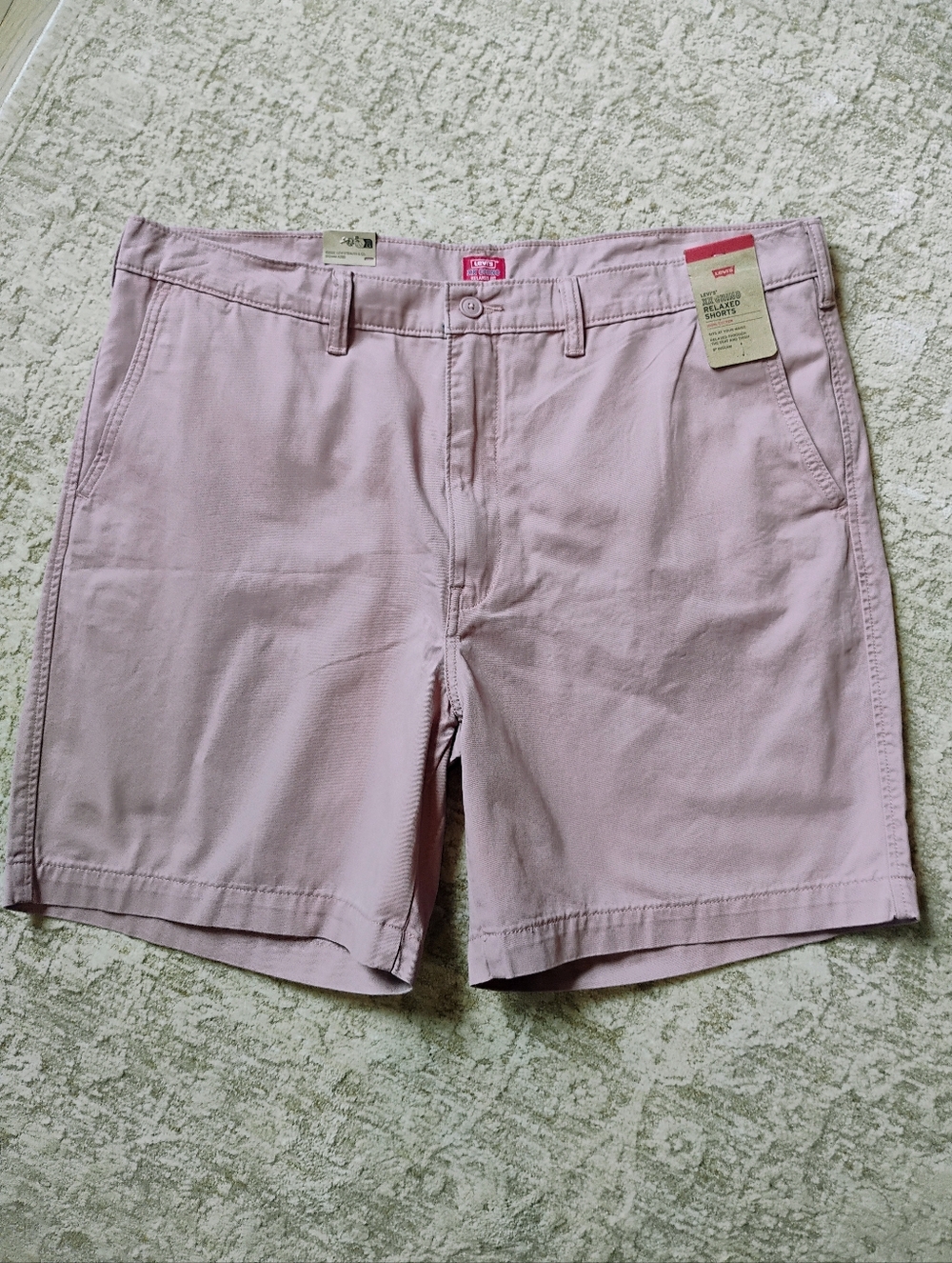 NWT 40 Levi's XX Chino Relaxed 8" Khaki Shorts Pink Mauve Flat Front NEW